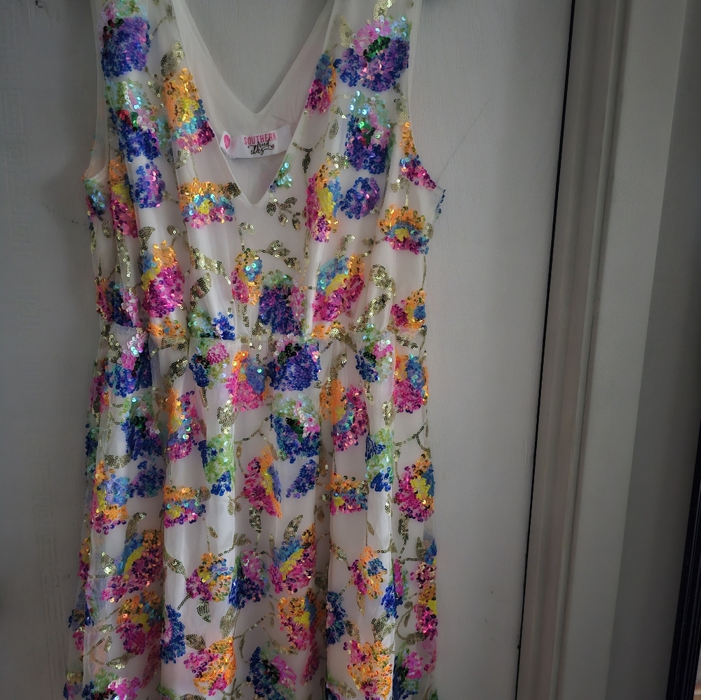 Floral Sequin Sleeveless Dress